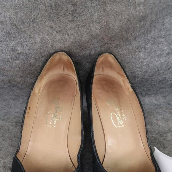 Pappagallo Shoes Womens 6.5 Pump Heel Fashion Leather Formal Classic Black Retro - Picture 3 of 16